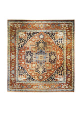A31557 Oriental Rug Indian Handmade Square Transitional Tribal 11'9'' x 12'6'' -12x13- Red Heriz Geometric Design