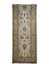 A31563 Oriental Rug Pakistani Handmade Runner Transitional 2'9'' x 9'2'' -3x9- Whites Beige Yellow Gold Antique Washed Oushak Floral Design