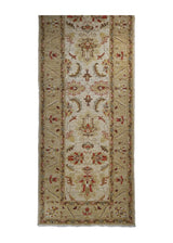 A31566 Oriental Rug Pakistani Handmade Runner Transitional 2'8'' x 7'8'' -3x8- Whites Beige Yellow Gold Antique Washed Oushak Floral Design