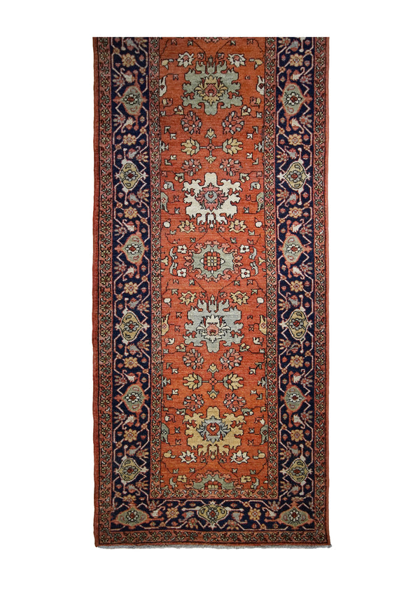 A31571 Oriental Rug Pakistani Handmade Runner Transitional Tribal 3'2'' x 13'6'' -3x14- Red Blue Serapi Geometric Design