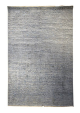 A31595 Oriental Rug Indian Handmade Area Transitional 6'1'' x 9'1'' -6x9- Blue Gray Floral Erased Abstract Design