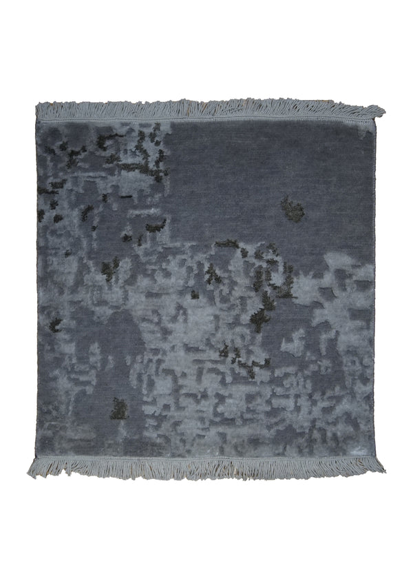 A31652 Oriental Rug Indian Handmade Square Modern 1'6'' x 1'6'' -2x2- Whites Beige Brown Splatter Abstract Design