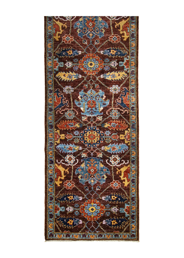 A31708 Oriental Rug Pakistani Handmade Runner Transitional Tribal 2'9'' x 9'10'' -3x10- Purple Blue Ariana Geometric Serapi Design