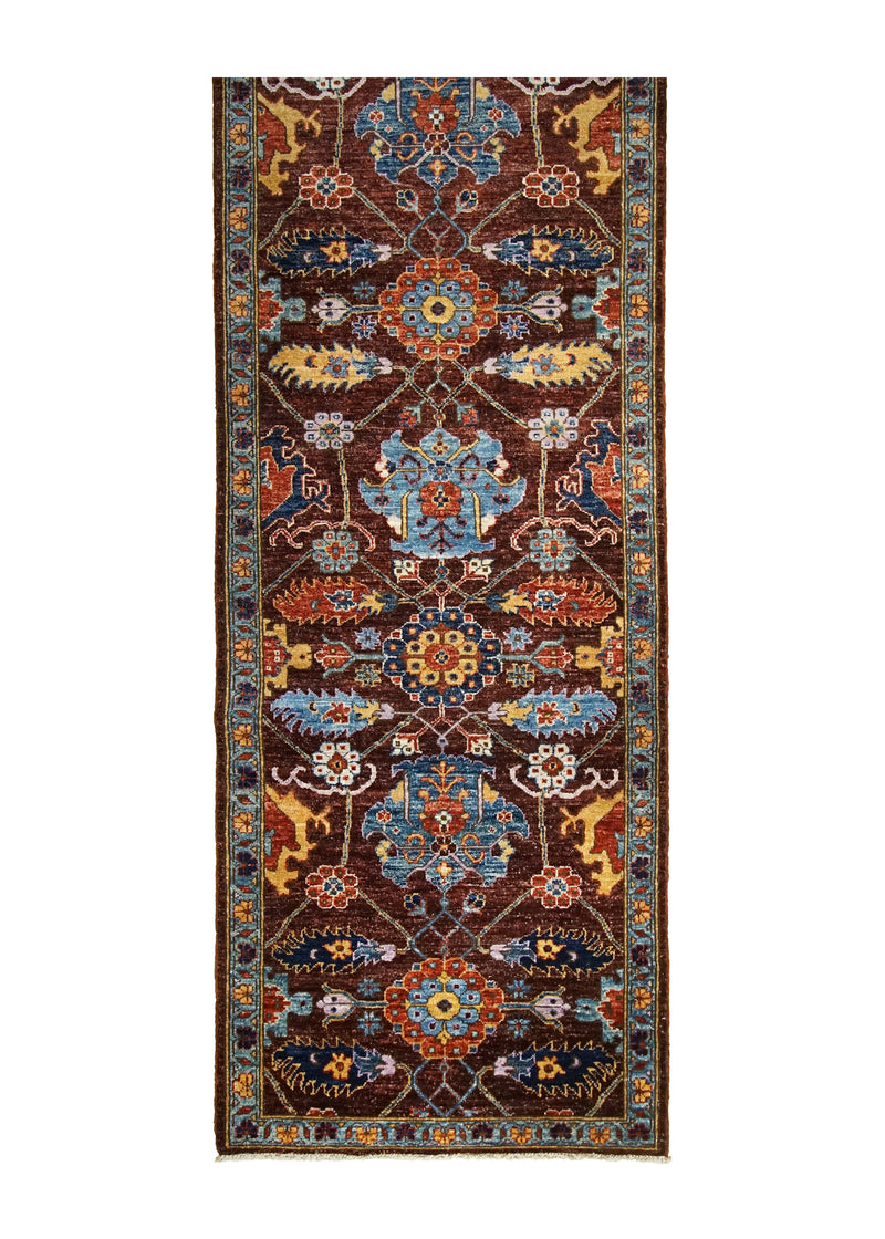 A31708 Oriental Rug Pakistani Handmade Runner Transitional Tribal 2'9'' x 9'10'' -3x10- Purple Blue Ariana Geometric Serapi Design