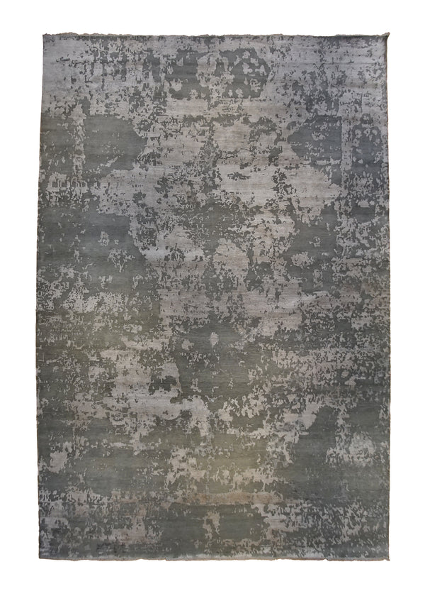 A31718 Oriental Rug Indian Handmade Area Modern Neutral 11'7'' x 18'0'' -12x18- Whites Beige Abstract Splatter Design