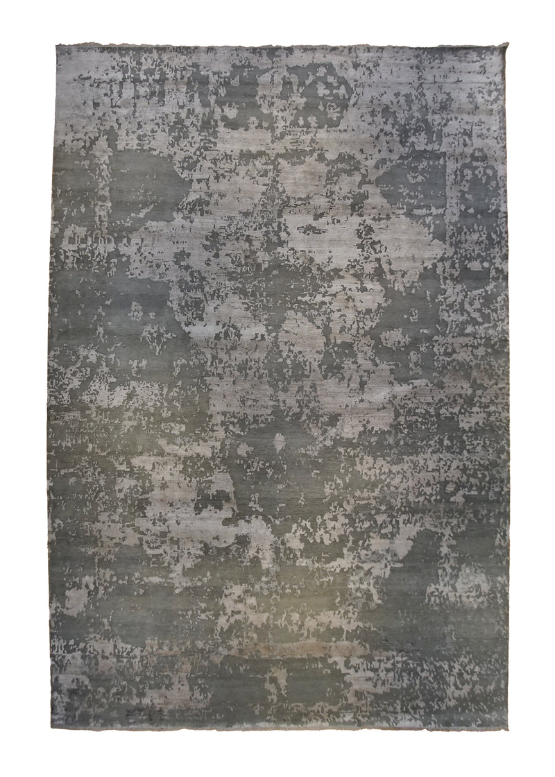 A31718 Oriental Rug Indian Handmade Area Modern Neutral 11'7'' x 18'0'' -12x18- Whites Beige Abstract Splatter Design
