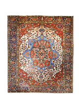 A31724 Persian Rug Bakhtiari Handmade Area Tribal Antique 10'8'' x 12'10'' -11x13- Red Blue Geometric Design