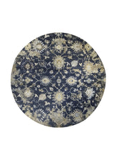 A31730 Oriental Rug Indian Handmade Round Transitional 7'12'' x 8'0'' -8x8- Blue Whites Beige Floral Oushak Design