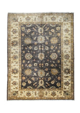 A31769 Oriental Rug Pakistani Handmade Area Transitional 6'7'' x 8'5'' -7x8- Brown Whites Beige Antique Washed Oushak Floral Design