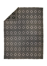 A31771 Oriental Rug Indian Handmade Area Modern Neutral 9'1'' x 12'0'' -9x12- Black Whites Beige Geometric Reversable Design