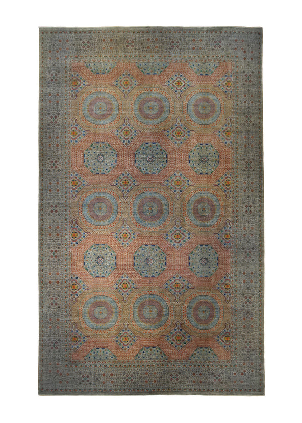 A31820 Oriental Rug Pakistani Handmade Area Transitional Tribal 9'12'' x 15'9'' -10x16- Red Gray Mamluk Geometric Nooristan Design