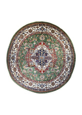 A31841 Oriental Rug Pakistani Handmade Round Transitional Tribal 7'12'' x 8'6'' -8x9- Green Red Chobi Geometric Design