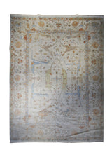 A31861 Oriental Rug Indian Handmade Area Transitional Tribal 9'2'' x 12'0'' -9x12- Whites Beige Blue Serapi Floral Design