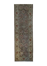 A31862 Oriental Rug Pakistani Handmade Runner Transitional 2'7'' x 9'5'' -3x9- Brown Antique Washed Oushak Floral Design