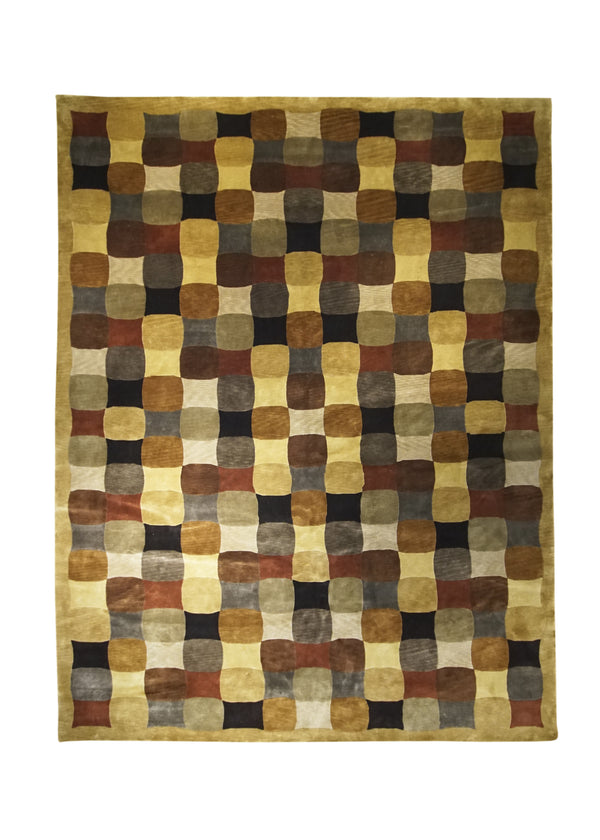 A31875 Oriental Rug Indian Handmade Area Modern 8'12'' x 12'0'' -9x12- Multi-color Red Geometric Design