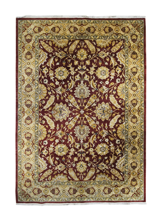 A31880 Oriental Rug Pakistani Handmade Area Transitional 5'12'' x 8'9'' -6x9- Red Whites Beige Yellow Gold Floral Design