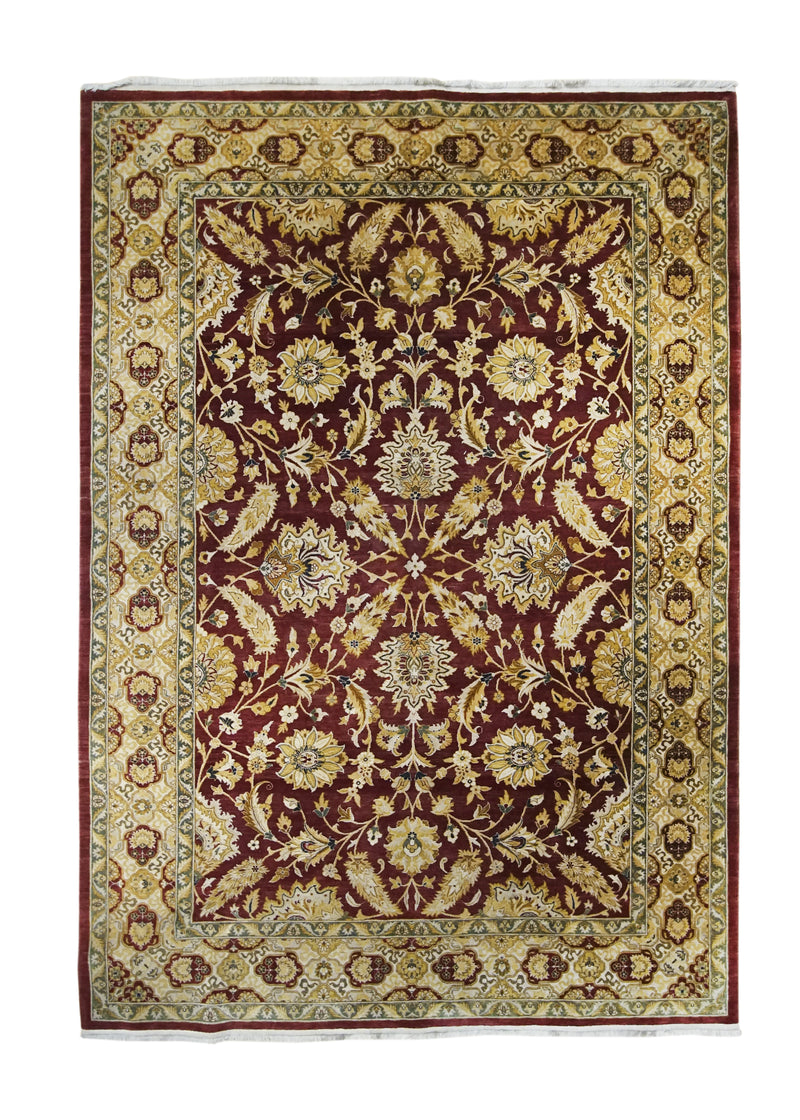 A31880 Oriental Rug Pakistani Handmade Area Transitional 5'12'' x 8'9'' -6x9- Red Whites Beige Yellow Gold Floral Design