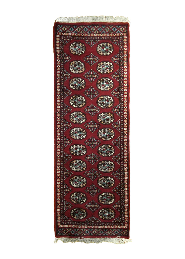 A31917 Oriental Rug Pakistani Handmade Runner Traditional 2'2'' x 6'5'' -2x6- Whites Beige Elephant Foot Design