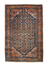 A31918 Persian Rug Hamadan Handmade Area Tribal Antique 4'4'' x 6'7'' -4x7- Blue Red Whites Beige Geometric Design