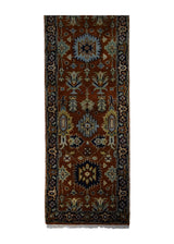 A31920 Oriental Rug Indian Handmade Area Tribal 2'6'' x 10'2'' -3x10- Red Black Geometric Design