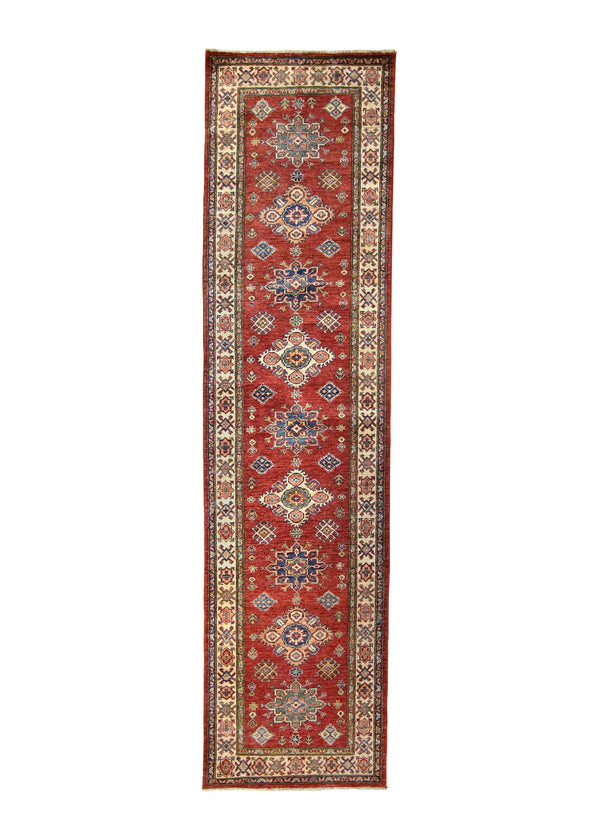 A31936 Oriental Rug Pakistani Handmade Runner Transitional Tribal 2'6'' x 9'10'' -3x10- Red Geometric Kazak Design