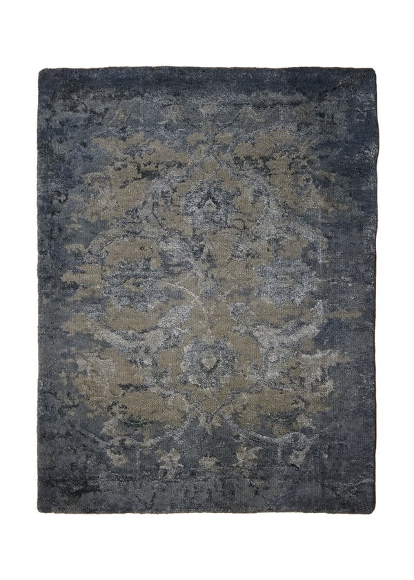 A31976 Oriental Rug Indian Handmade Area Transitional Modern 2'0'' x 3'0'' -2x3- Blue Floral Erased Abstract Design