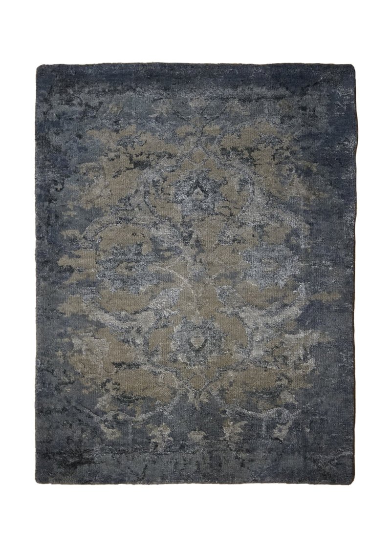 A31976 Oriental Rug Indian Handmade Area Transitional Modern 2'0'' x 3'0'' -2x3- Blue Floral Erased Abstract Design