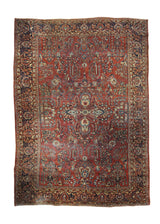A31979 Persian Rug Sarouk Handmade Area Traditional Antique 8'5'' x 11'11'' -8x12- Red Floral Design