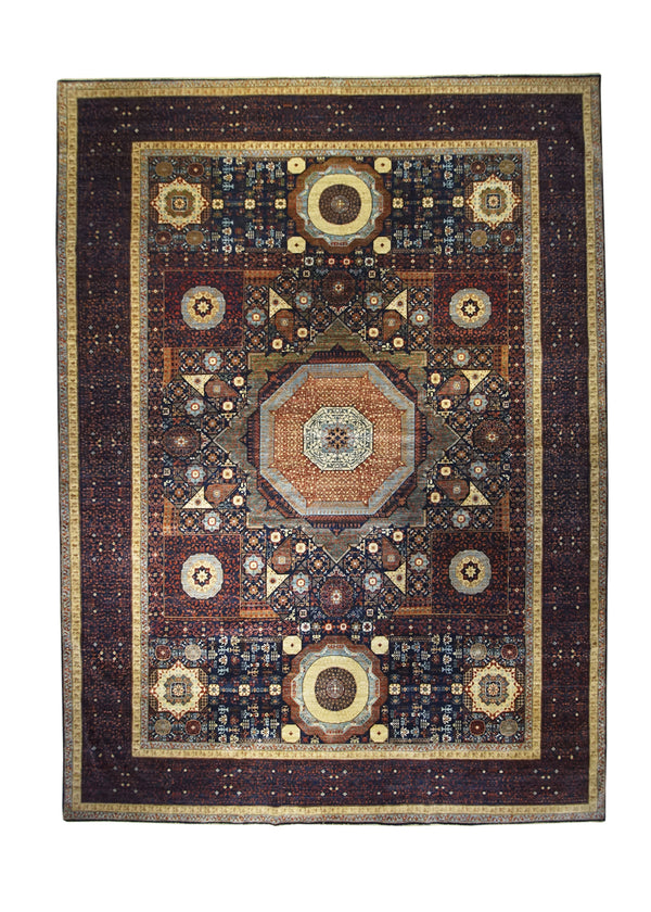 A31992 Oriental Rug Pakistani Handmade Area Transitional 10'1'' x 13'11'' -10x14- Blue Orange Mamluk Geometric Design