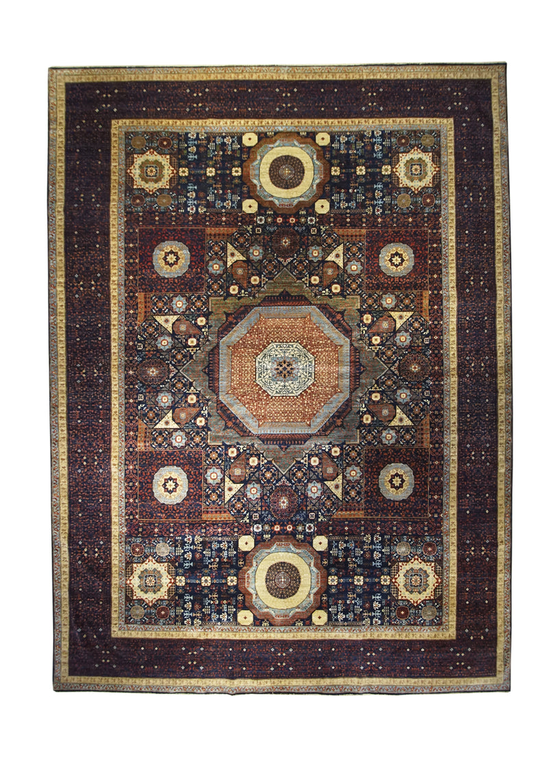 A31992 Oriental Rug Pakistani Handmade Area Transitional 10'1'' x 13'11'' -10x14- Blue Orange Mamluk Geometric Design