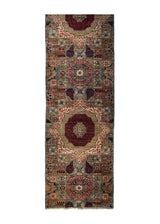 A32006 Oriental Rug Pakistani Handmade Runner Transitional 2'7'' x 9'8'' -3x10- Green Red Mamluk Geometric Design
