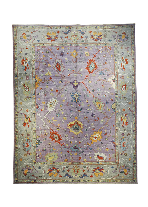 A32033 Oriental Rug Pakistani Handmade Area Transitional 8'1'' x 9'9'' -8x10- Purple Green Oushak Floral Design