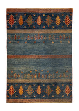 A32040 Oriental Rug Pakistani Handmade Area Transitional 5'7'' x 7'11'' -6x8- Blue Multi-color Khorjin Geometric Design.jpg