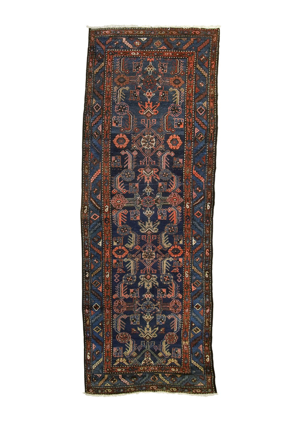 A32044 Persian Rug Malayer Handmade Runner Antique Tribal 3'4'' x 9'1'' -3x9- Red Blue Geometric Herati Design
