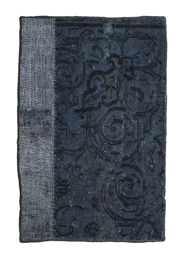 A32062 Persian Rug Handmade Area Modern Neutral 1'6'' x 2'3'' -2x2- Gray Geometric Patchwork Design