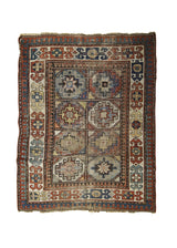A32084 Caucasian Rug Kazak Handmade Area Tribal Antique 3'9'' x 5'2'' -4x5- Whites Beige Red Moghan Geometric Design