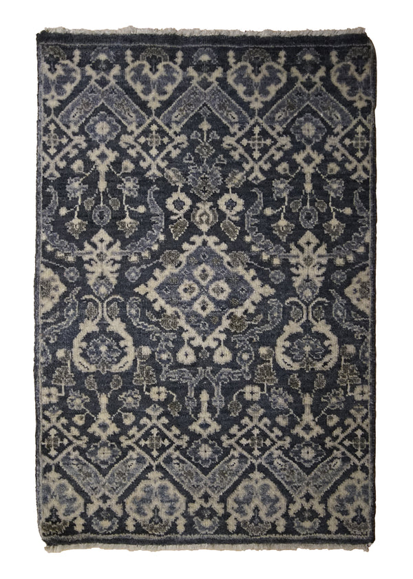 A32093 Oriental Rug Indian Handmade Area Transitional 2'0'' x 3'0'' -2x3- Brown Whites Beige Geometric Design