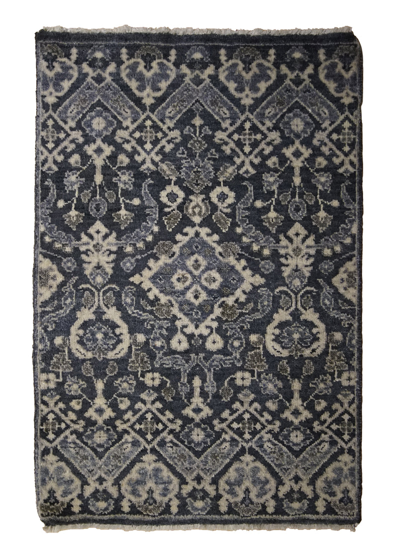 A32093 Oriental Rug Indian Handmade Area Transitional 2'0'' x 3'0'' -2x3- Brown Whites Beige Geometric Design