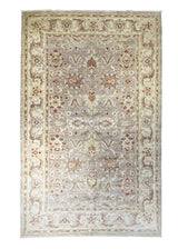A32122 Oriental Rug Pakistani Handmade Area Transitional Neutral 6'1'' x 9'7'' -6x10- Whites Beige Red Antique Washed Oushak Floral Design