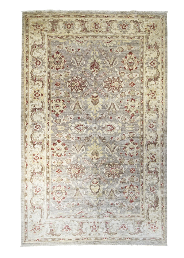A32122 Oriental Rug Pakistani Handmade Area Transitional Neutral 6'1'' x 9'7'' -6x10- Whites Beige Red Antique Washed Oushak Floral Design