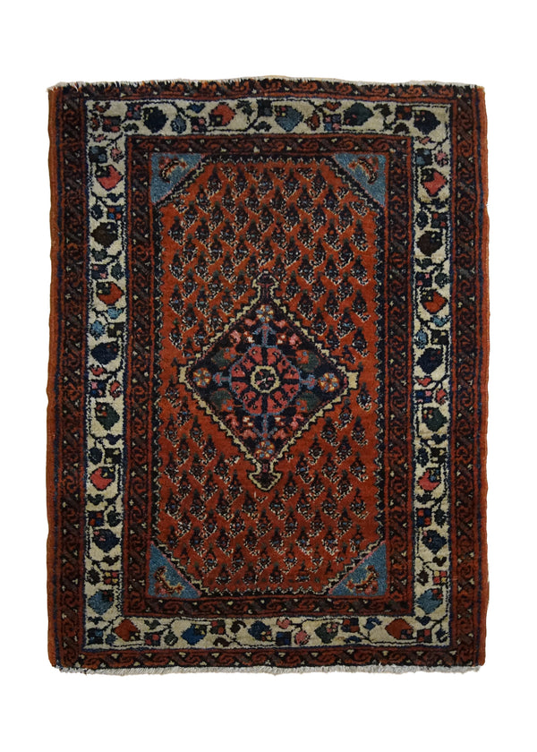 A32140 Persian Rug Malayer Handmade Area Tribal Antique 1'9'' x 2'5'' -2x2- Red Paisley Boteh Design
