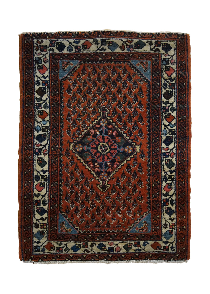 A32140 Persian Rug Malayer Handmade Area Tribal Antique 1'9'' x 2'5'' -2x2- Red Paisley Boteh Design