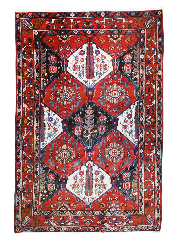 A32141 Persian Rug Bakhtiari Handmade Area Tribal Antique 4'8'' x 7'1'' -5x7- Red Garden Design