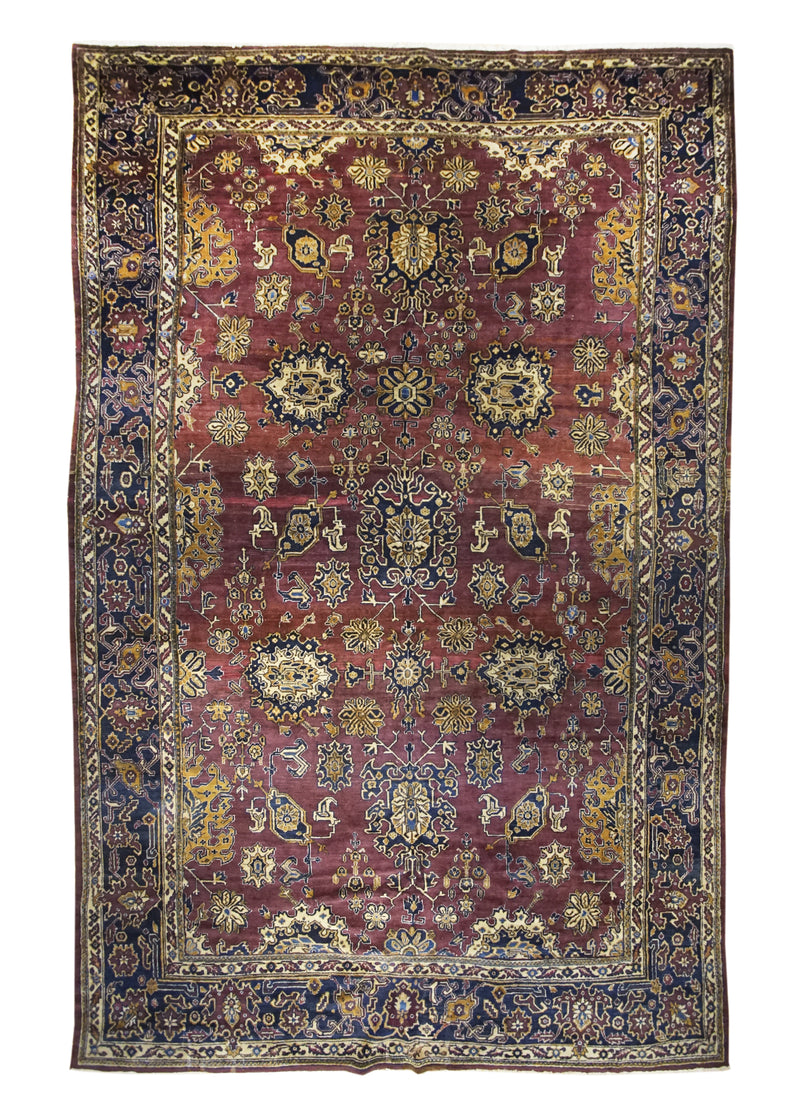 A32144 Persian Rug Lilihan Handmade Area Traditional Antique 10'6'' x 16'8'' -11x17- Purple Red Floral Design