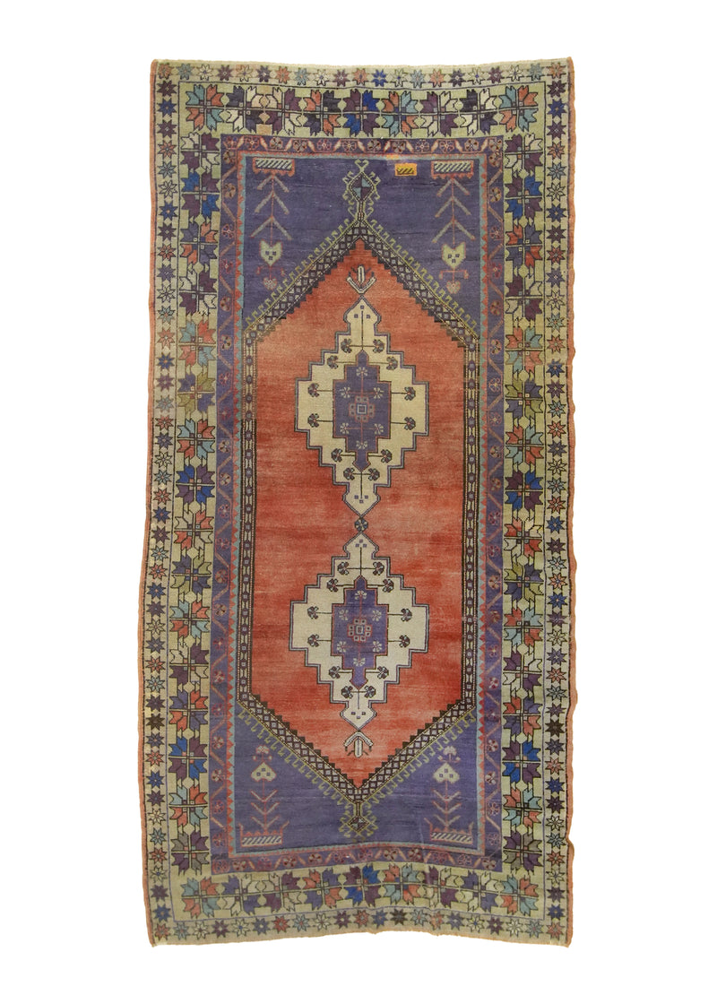 A32158 Oriental Rug Turkish Handmade Area Tribal 4'5'' x 8'8'' -4x9- Red Purple Geometric Design.jpg