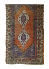A32158 Oriental Rug Turkish Handmade Area Tribal 4'5'' x 8'8'' -4x9- Red Purple Geometric Design