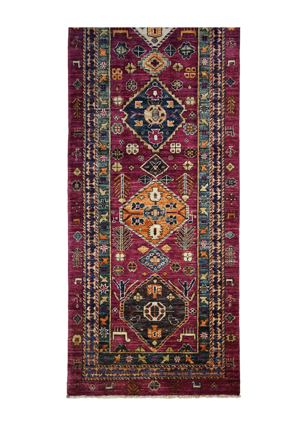 A32178 Oriental Rug Pakistani Handmade Runner Transitional Tribal 2'8'' x 8'5'' -3x8- Purple Ariana Geometric Kazak Design
