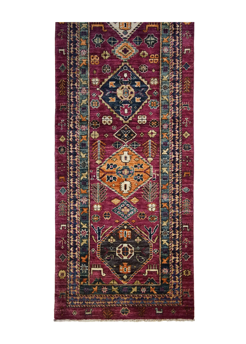 A32178 Oriental Rug Pakistani Handmade Runner Transitional Tribal 2'8'' x 8'5'' -3x8- Purple Ariana Geometric Kazak Design