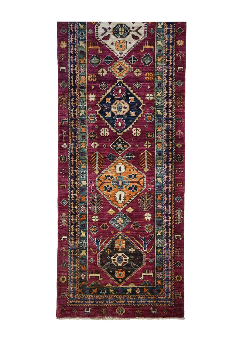 A32179 Oriental Rug Pakistani Handmade Runner Transitional Tribal 2'8'' x 8'6'' -3x9- Purple Ariana Geometric Kazak Design