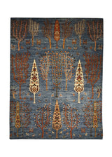 A32187 Oriental Rug Pakistani Handmade Area Transitional Tribal 4'11'' x 6'6'' -5x7- Blue Red Lori Geometric Gabbeh Tree of Life Design